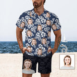 Custom Face Flowers Men's Polo Shirt and Shorts Set 2 Piece Summer Outfits Fashion Tracksuit Set