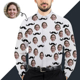 Custom Face Gentleman Mustache Men's Long Sleeve Dress Shirt