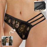 Custom Face Golden Rose Women's Low Waist Mesh Briefs Personalized Underwear Panties for Women