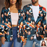 Custom Face Goldfish Pattern Couple Casual Blazers Coat