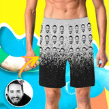 Custom Face Gradient Men's All Over Print Elastic Beach Shorts