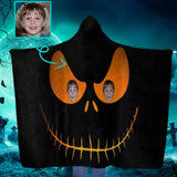 Custom Face Grimace Black Flannel Hooded Blanket