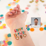 Custom Face Happy Birthday Heart Temporary Tattoo