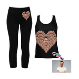 Custom Face Heart Women's 2 Piece Stretchy Racerback Tank & Legging Set