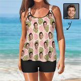 Custom Face Leaves Tankini Two-Piece Swimsuit