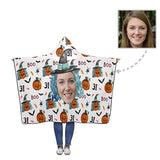 Custom  Face Pumpkin Halloween Hooded Blanket