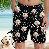 Custom Face Men's Pajama Shorts Personalized Smiley Dog Sleepwear Shorts