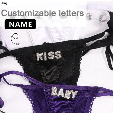 Sexy Customized Name Crystal letter Lace Panties Women Underwear