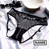 Custom Name Crystal Letters Sexy Women Panties Lace Metal Chain G String Briefs Mesh Thong Girls(DHL is not supported)