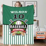 Custom Name&Number Green Baseball Ultra-Soft Micro Fleece Blanket College Dorm Room Back-to-school Blanket