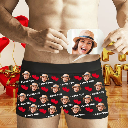 Custom Face&Name Property Of Men's Pocket Boxer Briefs Print Your Own Personalized  Underwear for Him