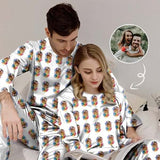 Custom Photo Colorful Valentine's Day Sleepwear Personalized Slumber Party Couple Matching Pajamas