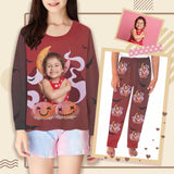 Custom Photo Kids' All Over Print Pajama Top & Trousers Halloween Personalized Long Pajama Sets