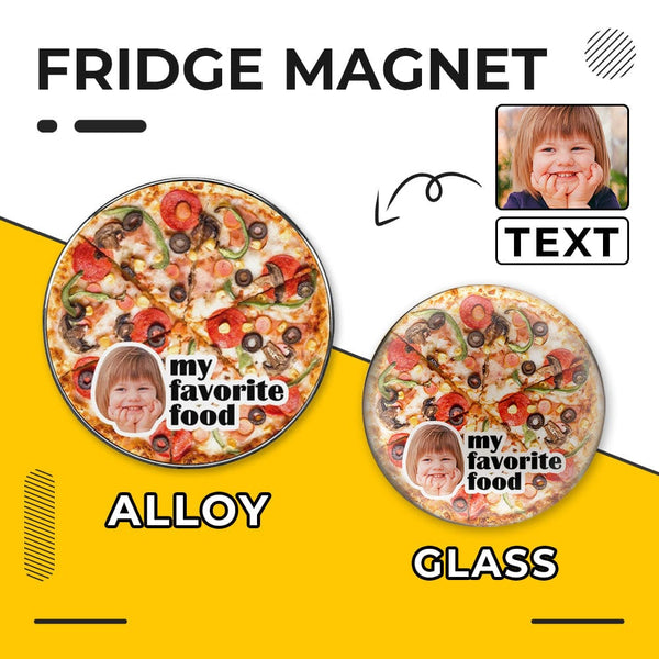 Custom Face&Text Pizza Refrigerator Magnetic and Glass Sticker Round ...