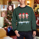 Personalized Face Christmas Wine Cup Ugly Men's Christmas Sweatshirts, Gift For Christmas Custom face Sweatshirt, Ugly Couple Sweatshirts