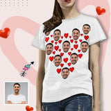 Custom Face Shirts Love Triangle Women's All Over Print T-shirt Design Tee with Picture For Girlfriend