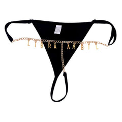  Custom G-String Thong Letter Charm Panty Underwear,  Personalized Sexy Body Chain For Women Girls Black, X-Small-3X-Large :  Clothing, Shoes & Jewelry