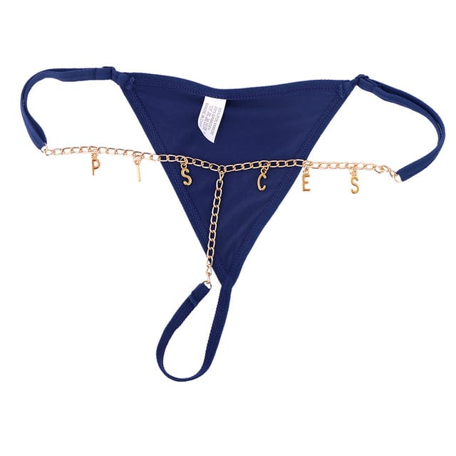 Personalised Zircon Letter Charm G-String Chain Thong Sexy Body