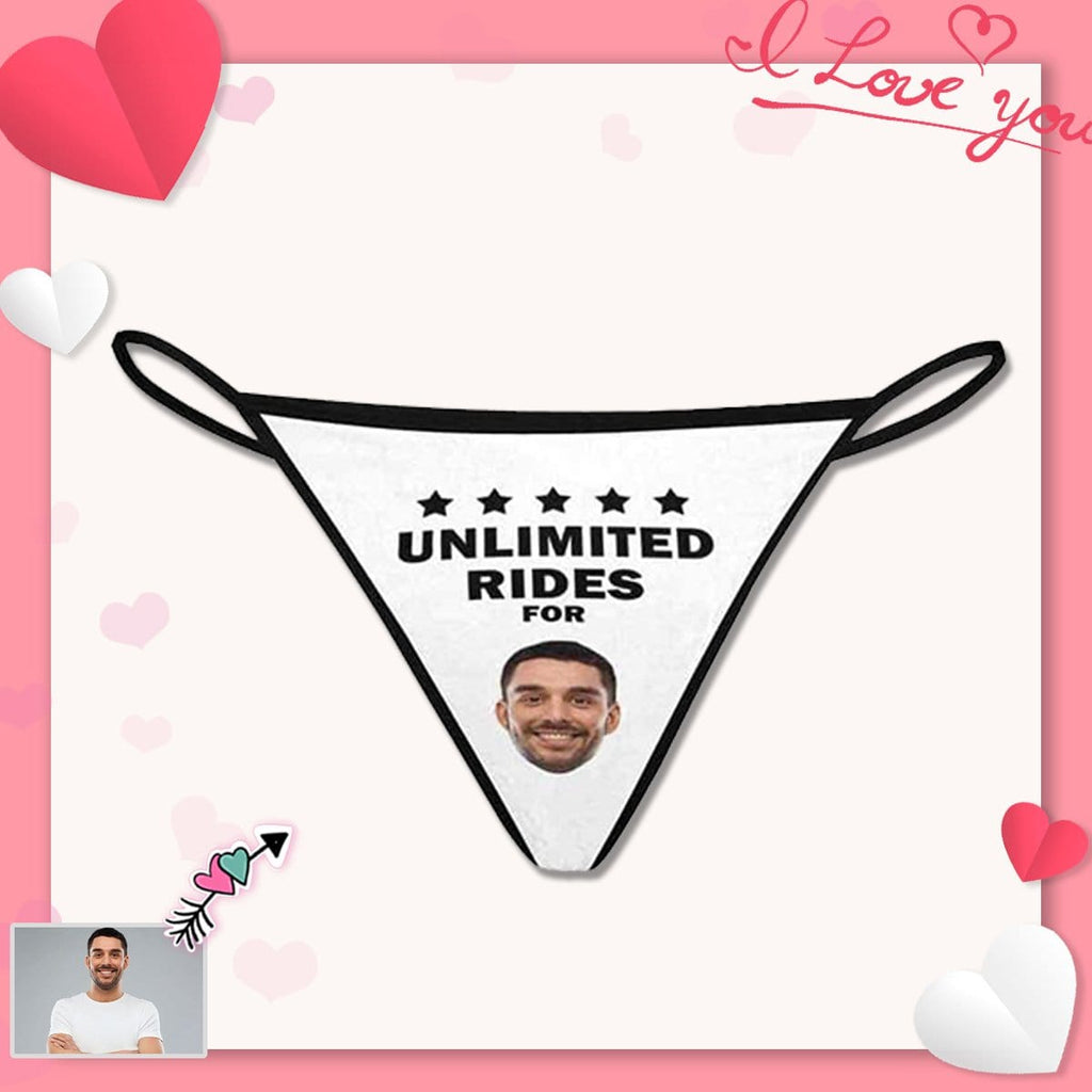 M YESCUSTOM Custom G-String Thong Underwear for Women Personalized Face  funny Brief Panty for Woman (XS-3XL)